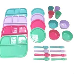 Mainstays Dinning Kitchen Children Kids BPA Free Kids' Dinnerware Set 24 Pieces